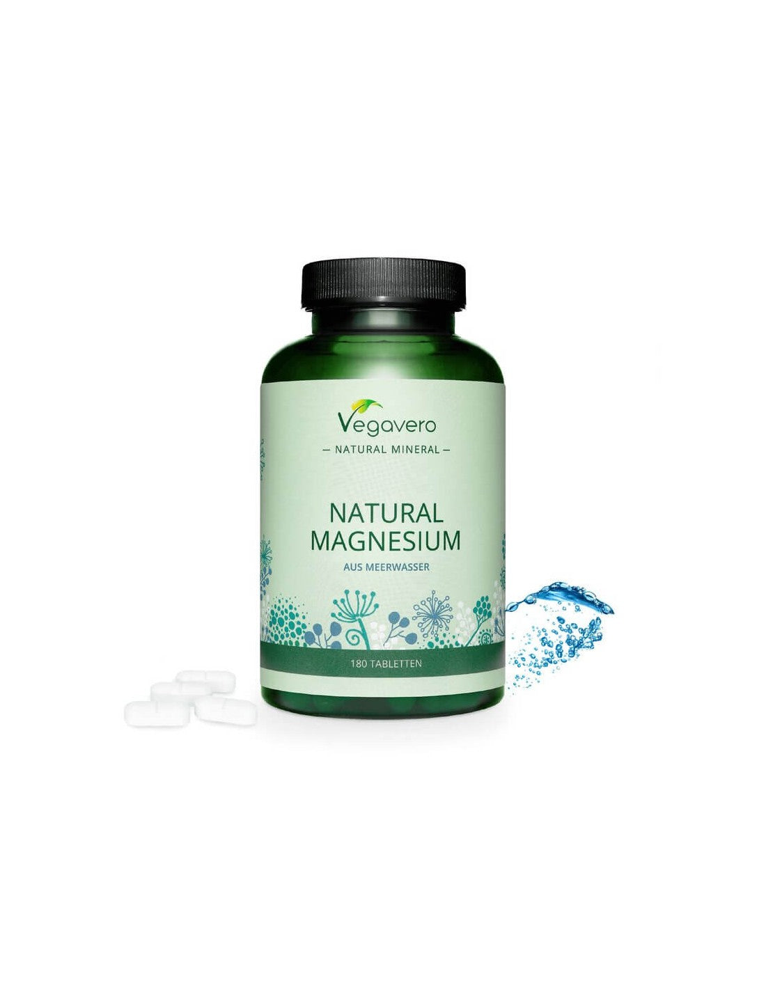 Magneziu natural, 180 de tablete, 100% Vegan Vegavero