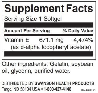 Vitamina E naturala 1000 UI - 250 capsule de gel
