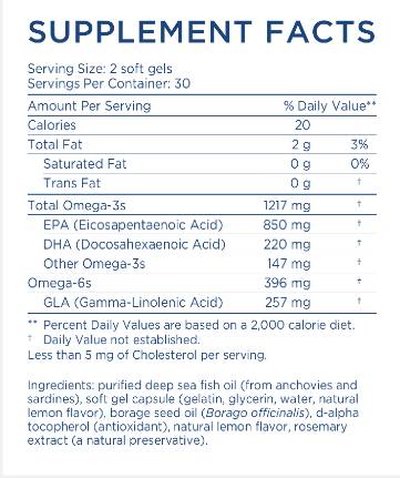 Nordic Beauty Omega-3 | Cu ulei de borage - 60 capsule de gel