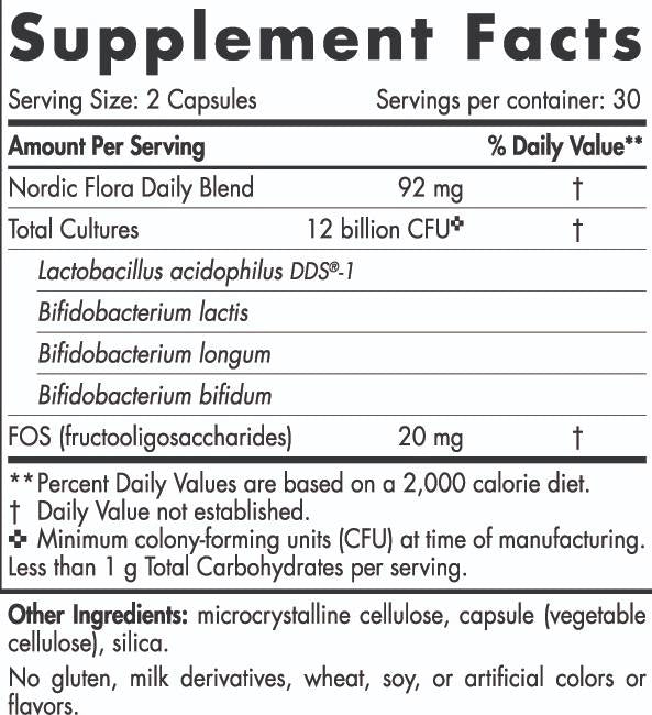 Nordic Flora Probiotic Daily | 12 miliarde de celule active - 60 de capsule