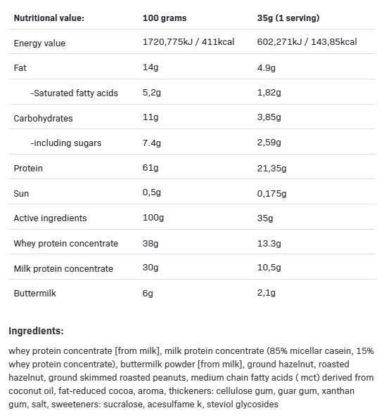 NutLove Protein Shake | Proteine din zer + Cazeină - 630 grame