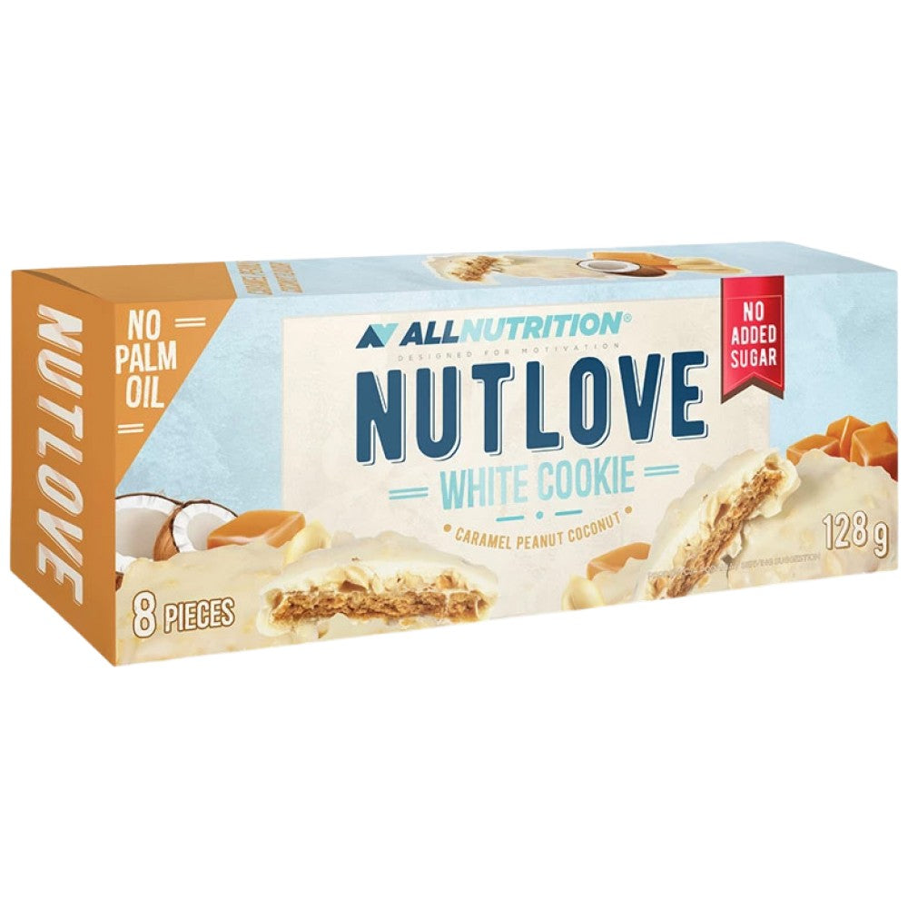 Cookie alb NutLove | Caramel, arahide și nucă de cocos - 128 de grame