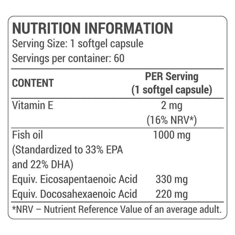 Ulei de pește Omega-3 / Foarte concentrat - 60 capsule de gel