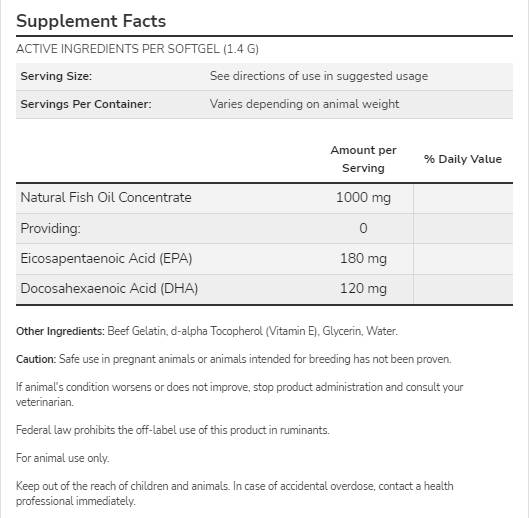 Suport Omega-3 | Pentru câini și pisici - 180 capsule de gel