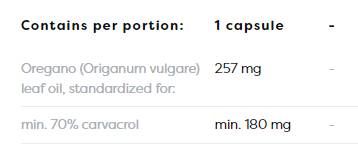 Ulei de oregano 257 mg | 70% Carvacrol - 60 capsule