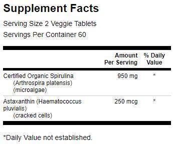 Spirulina organica si astaxantina - 120 tablete