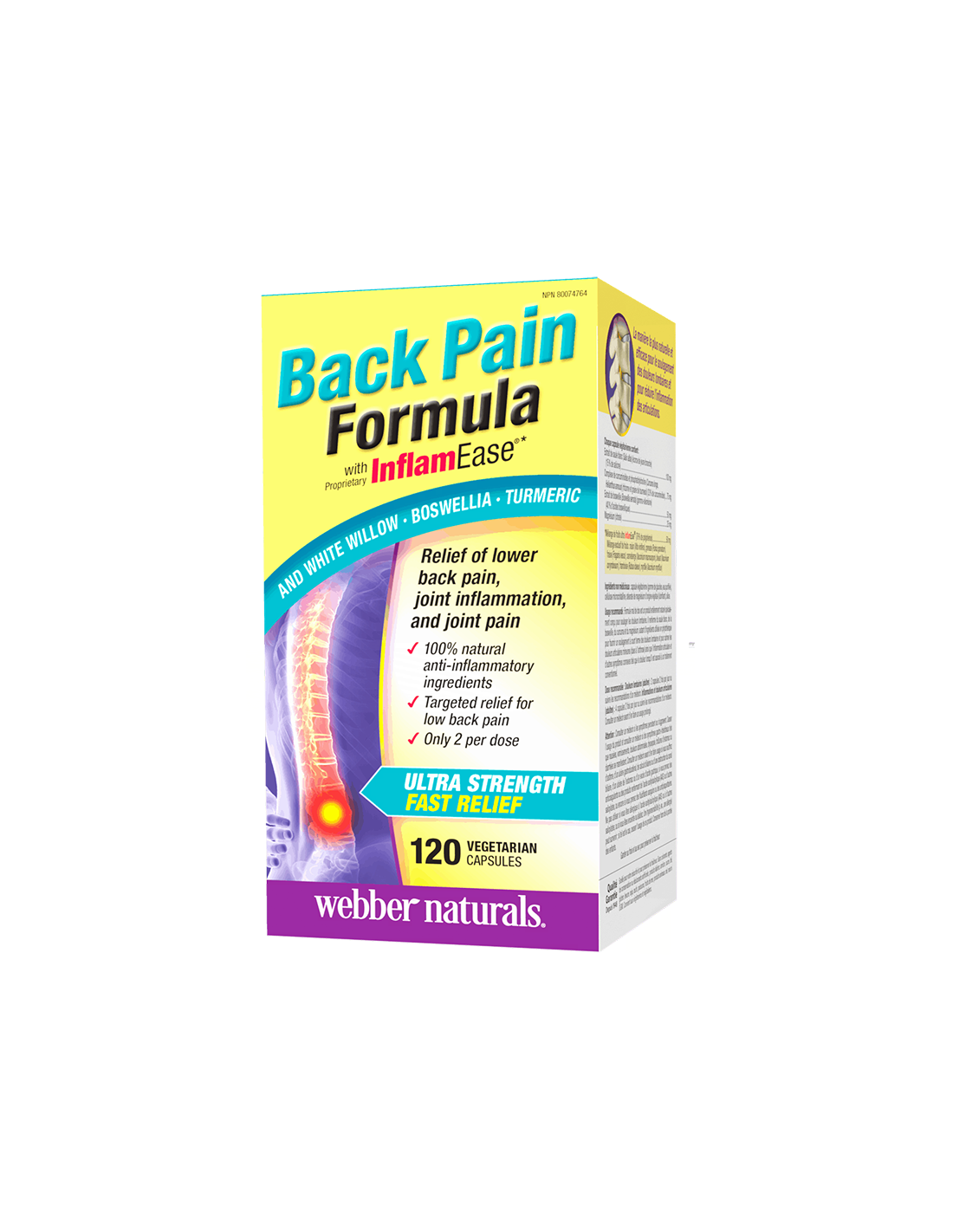 Osteo pentru ameliorarea durerilor de spate cu InflamEase®/ Formula pentru dureri de spate și articulații x 120 capsule