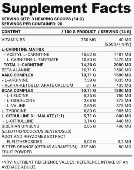 PWO Zero Cofeină | Pulbere pre-antrenament fără stimulare - 280 de grame