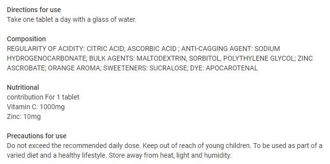 Vitamina C 1000 mg + Zinc Efervescent | Vegan Friendly - 20 de tablete solubile