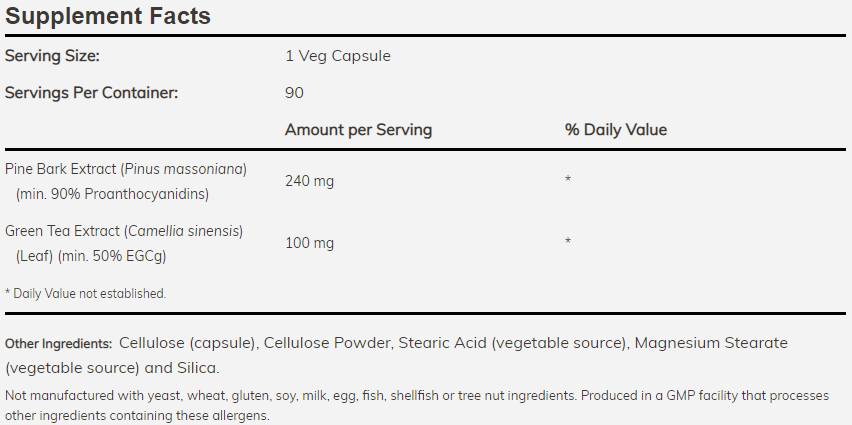 Extract de scoarță de pin 240 mg - 90 capsule