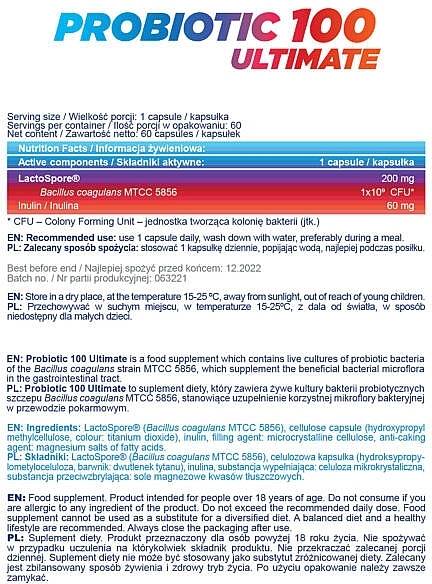 Probiotic 100 Ultimate | LactoSpore® - 60 capsule