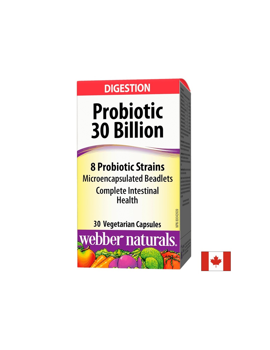 Probiotic 30 miliarde / 8 tulpini probiotice / Probiotic, 30 miliarde probiotice active, 8 tulpini probiotice, 30 capsule Webber Naturals