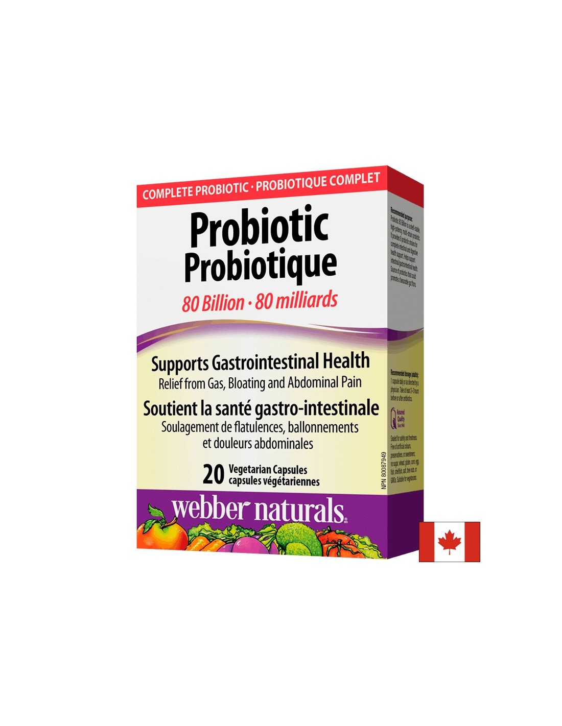 Probiotic 80 miliarde / Probiotic, 80 miliarde probiotice active, 20 capsule Webber Naturals