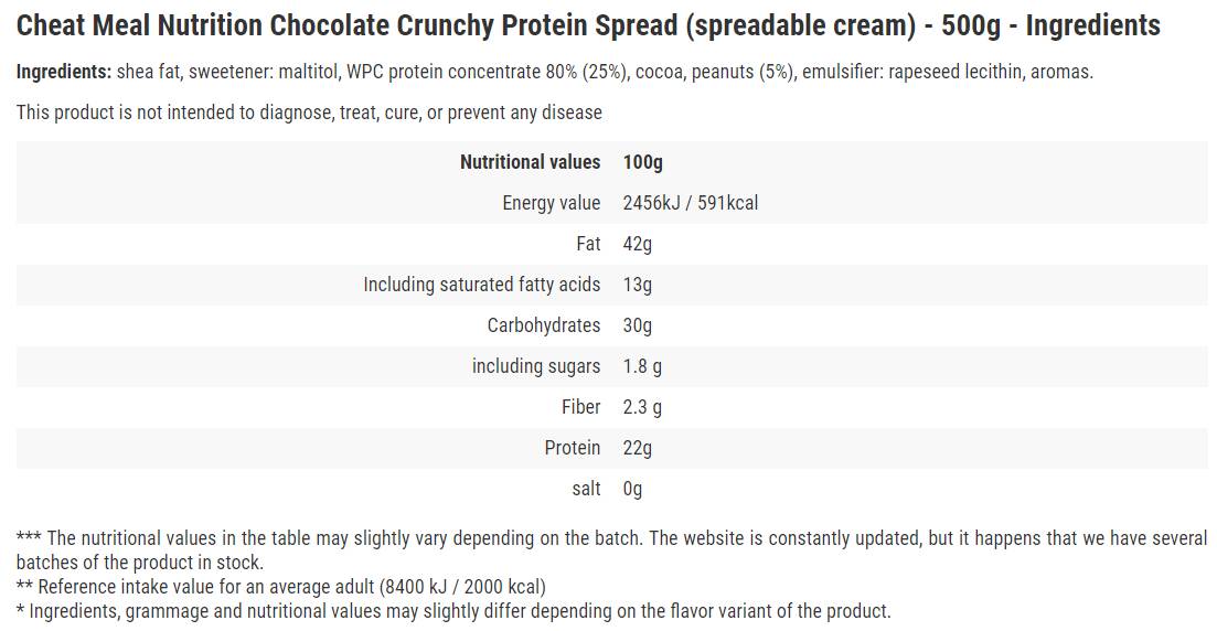 Protein Tartinat / Ciocolata Crocante - 500 grame