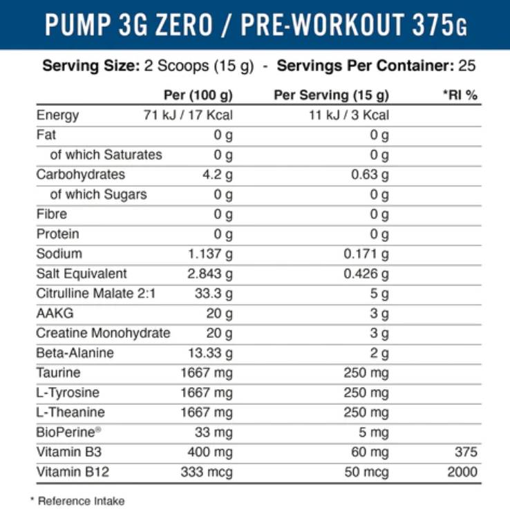 Pompă 3G fără stimulare | Pre-antrenament de generație următoare - 375 grame