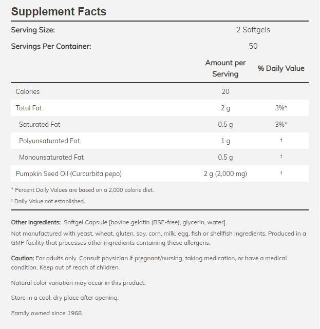 Ulei din seminte de dovleac 1000 mg - 200 capsule de gel
