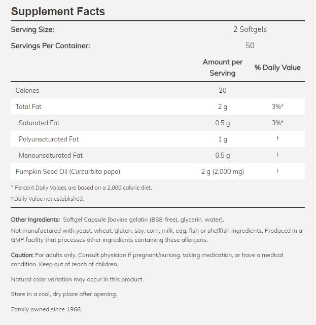 Ulei din seminte de dovleac 1000 mg - 200 capsule de gel