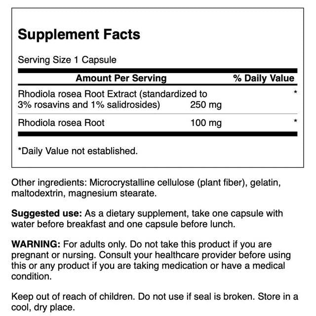 Extract de Rhodiola Rosea | 3% Rosavins 60 capsule