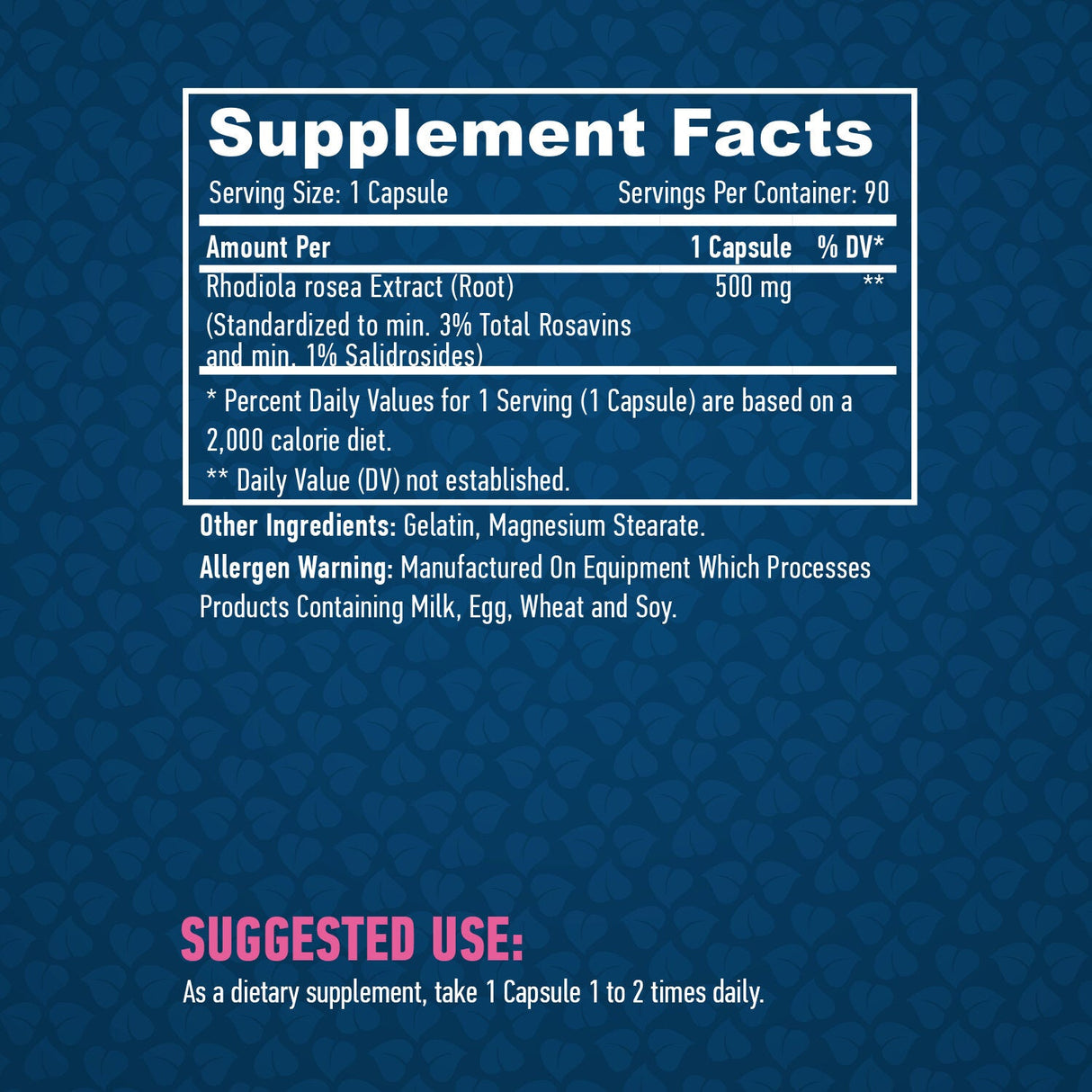 Extract de Rhodiola Rosea 500 mg / 90 capsule.