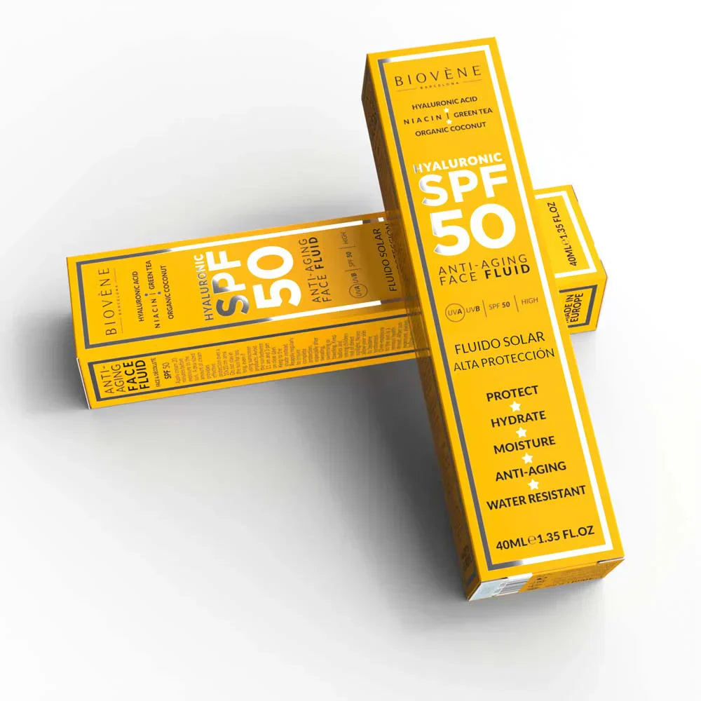 Protecție solară hidratantă SPF 50 cu acid hialuronic anti -îmbătrânire - 40 ml