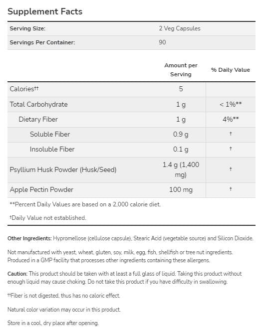 Coji de psyllium 700 mg | cu Apple Pectin - 360 capsule