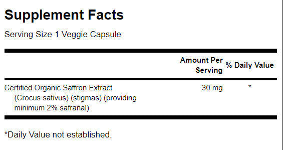 Extract de șofran 2% Safranal 30 mg - 60 capsule