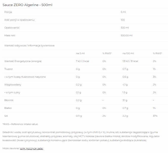 Sos Zero - Algerina - 500 ml