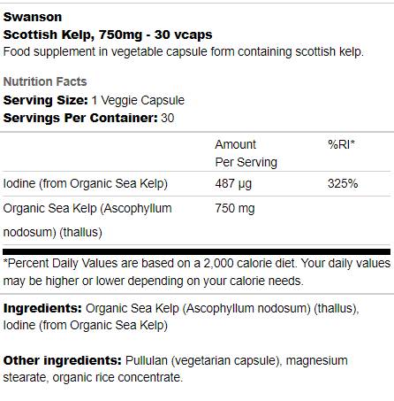 Scottish Kelp 750 mg 30 capsule