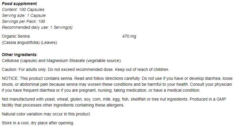 Senna Leaves 470 mg - 100 capsule