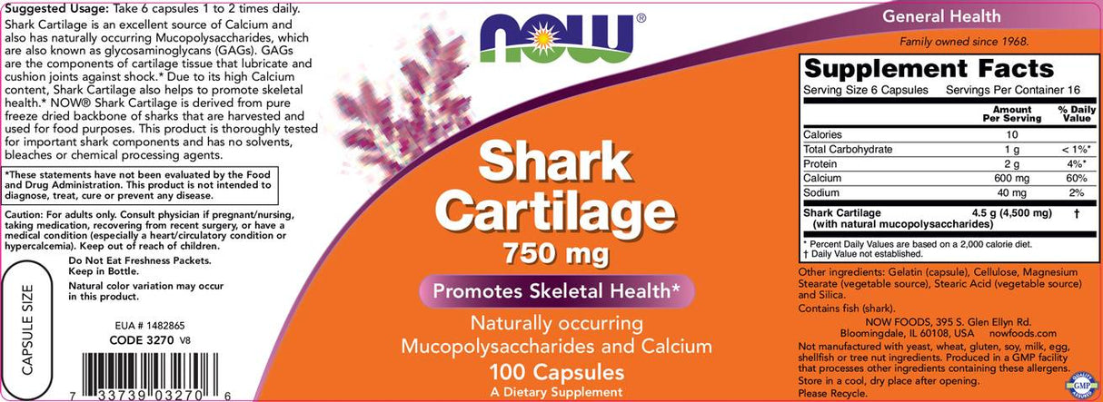 Cartilaj de rechin 750 mg - 100 capsule