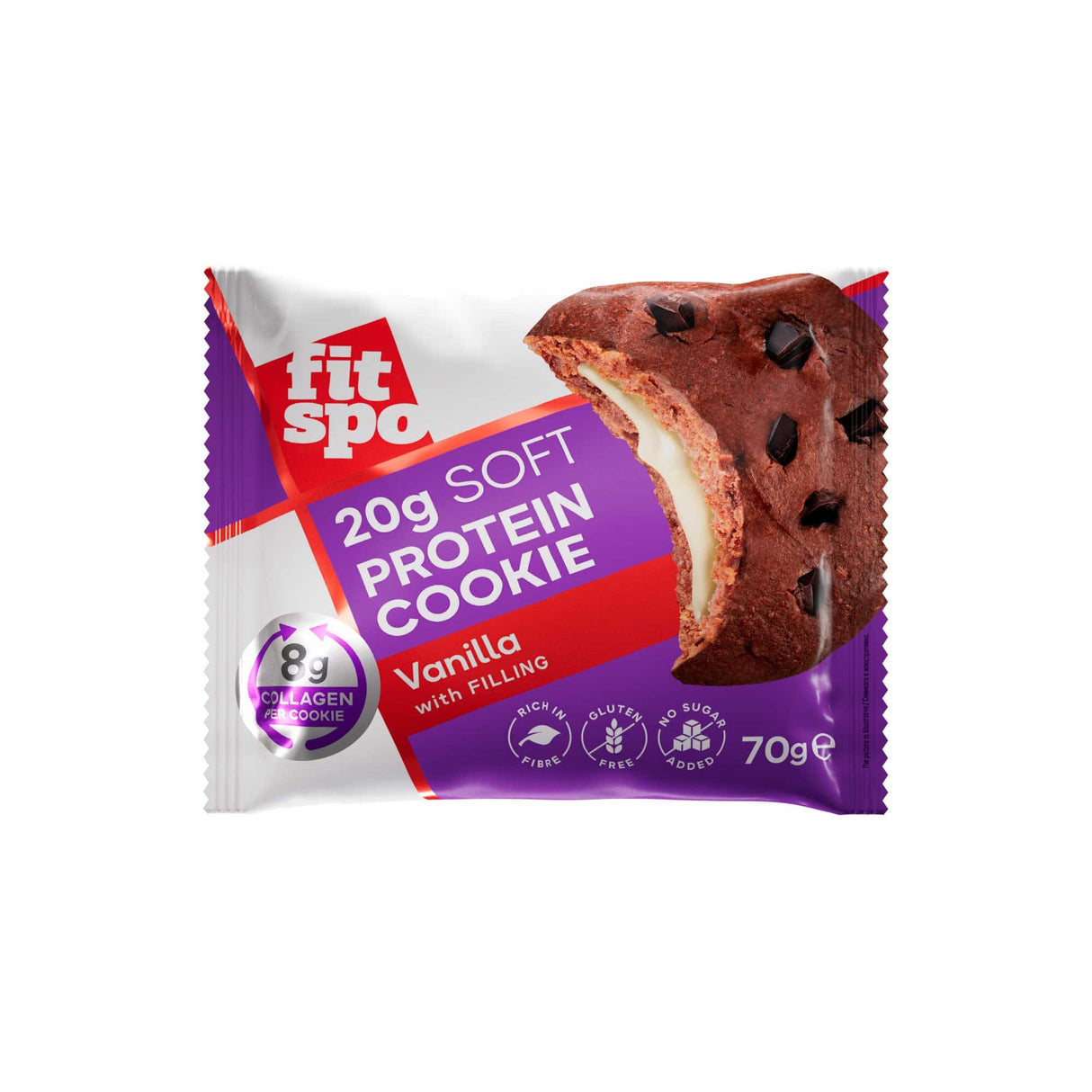 Cookie moale de proteine | cu 8g colagen și fără zahăr adăugat - 10 x 70 grame