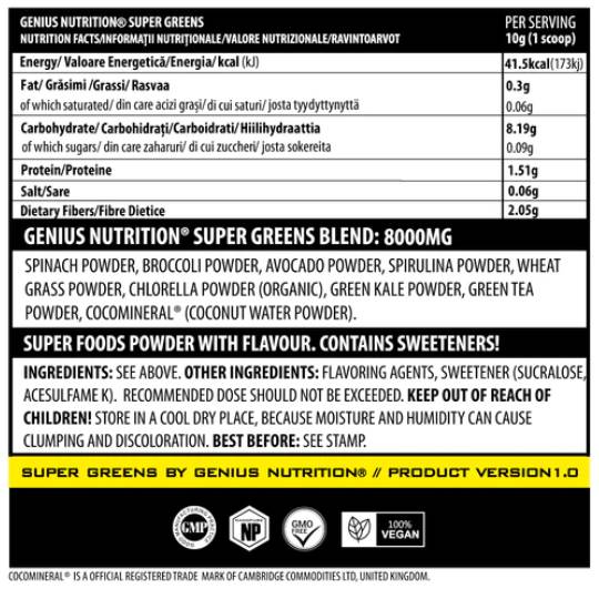 Super Greens | 100% Natural 9 Super Ingrediente 300 grame