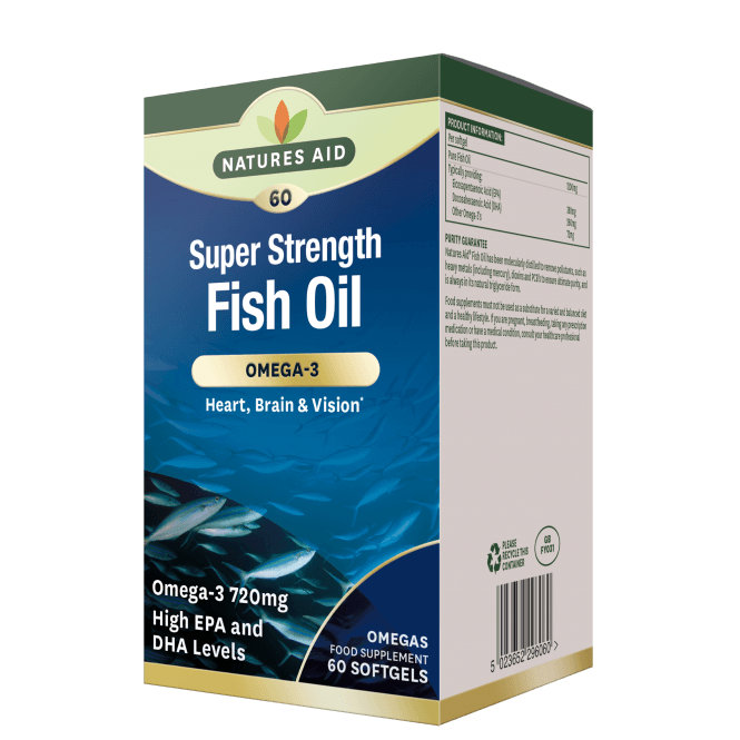 Ulei de pește concentrat (Ulei de pește Super Strength) 1200 mg 60 capsule moi NaturesAid