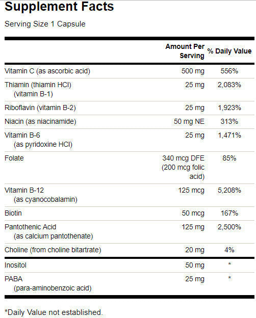 Super Stress Vitamin B-Complex cu Vitamina C - 100 capsule