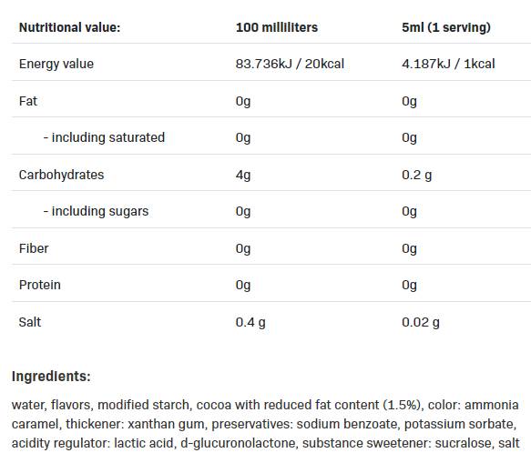 Sirop Zero Calorie | Ciocolata - 500 ml