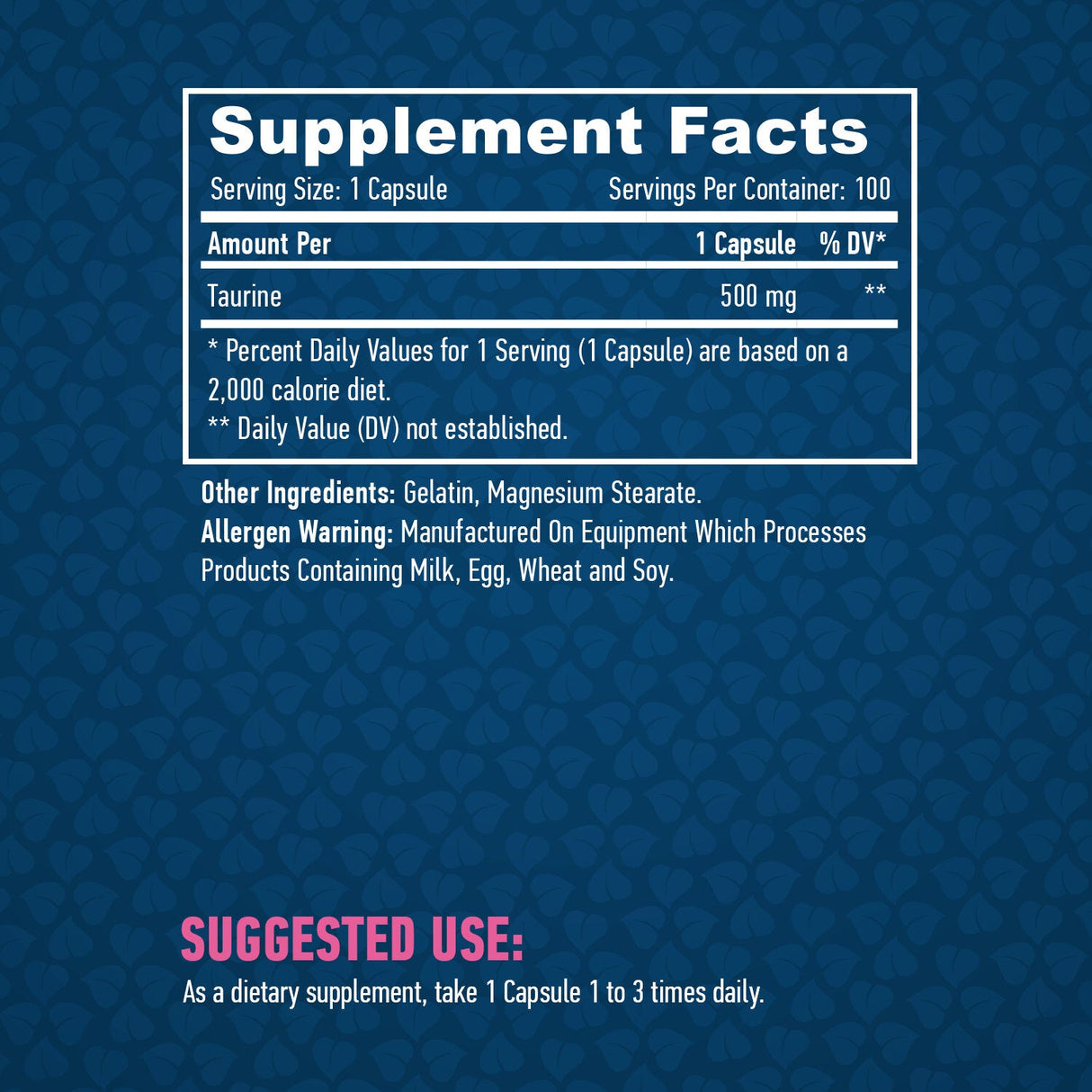 Taurină 500 mg. / 100 Caps.