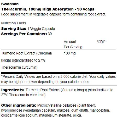 Theracurmin 100mg | Absorbție mare 30 capsule