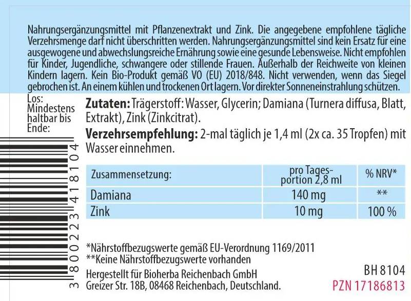 Tinctura Damiana Leaves - 50 ml