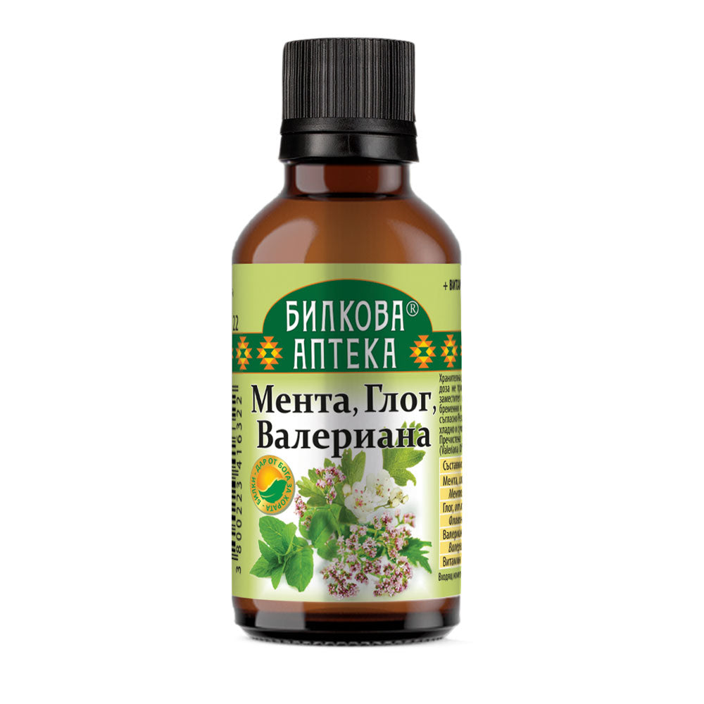 Tinctură de mentă, păducel, valeriană - 50 ml