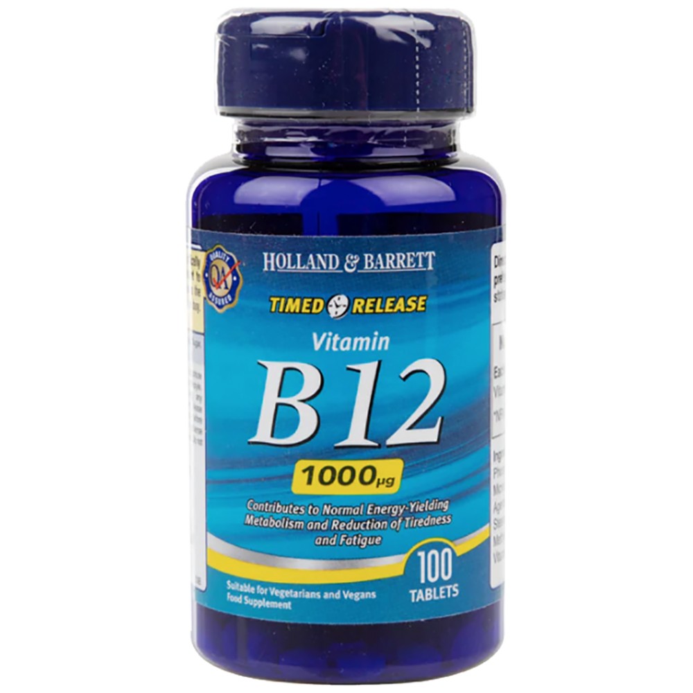 Vitamina B12 Cianocobalamina 1000 mcg / Eliberare temporizata - 100 Tablete