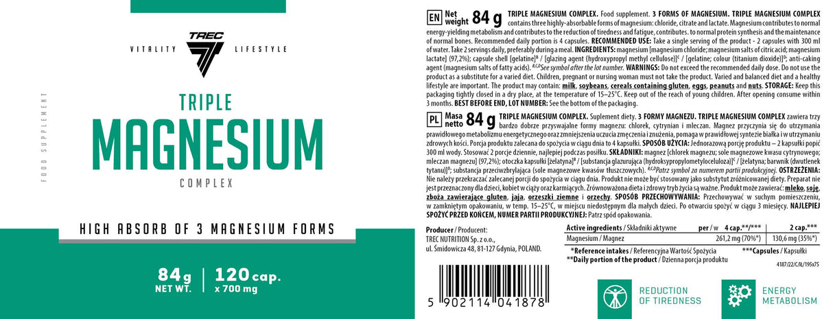 Complex triplu de magneziu - 120 capsule