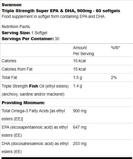 Triple Strength Super EPA și DHA 900 mg 60 capsule moi