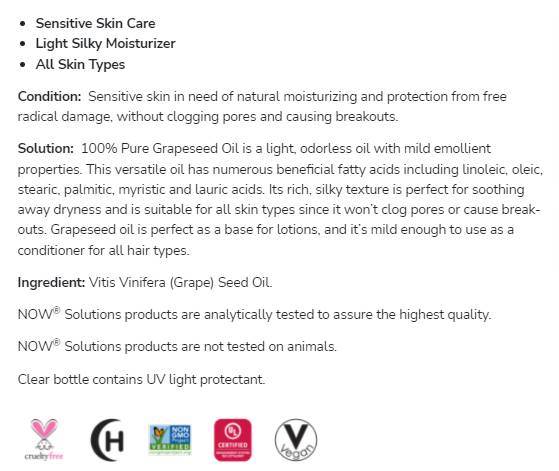 Ulei de semințe de struguri | Îngrijire 100% pură pentru piele sensibilă - 473 ml