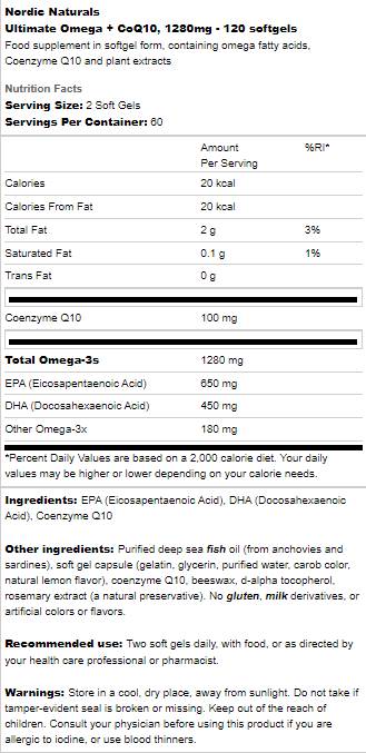 Ultimate Omega 1280 mg + CoQ10 - 120 capsule de gel