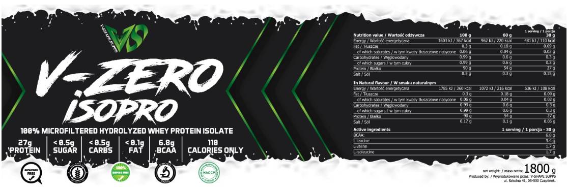 V-Zero Iso Pro | Izolat de proteine din zer - 1800 de grame