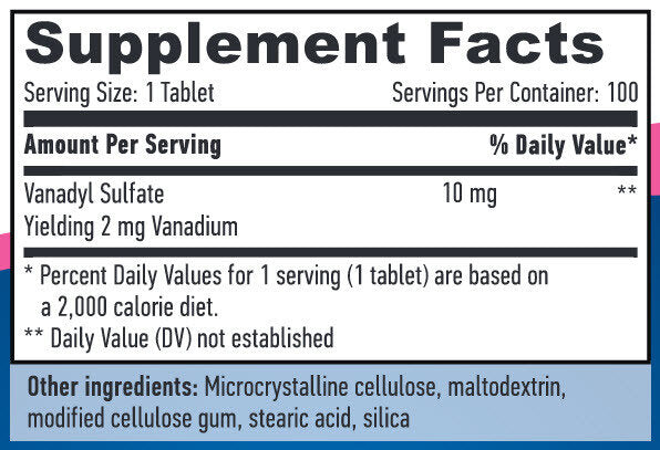 Sulfat de vanadil 10 mg / 100 comprimate.