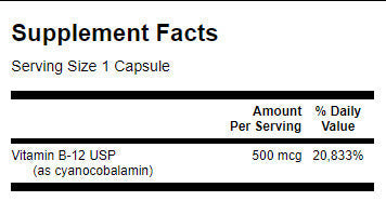 Vitamina B-12 500 mcg. / 30 Caps - 0
