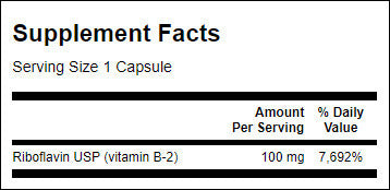 Vitamina B-2 / Riboflavină 100 mg - 100 capsule