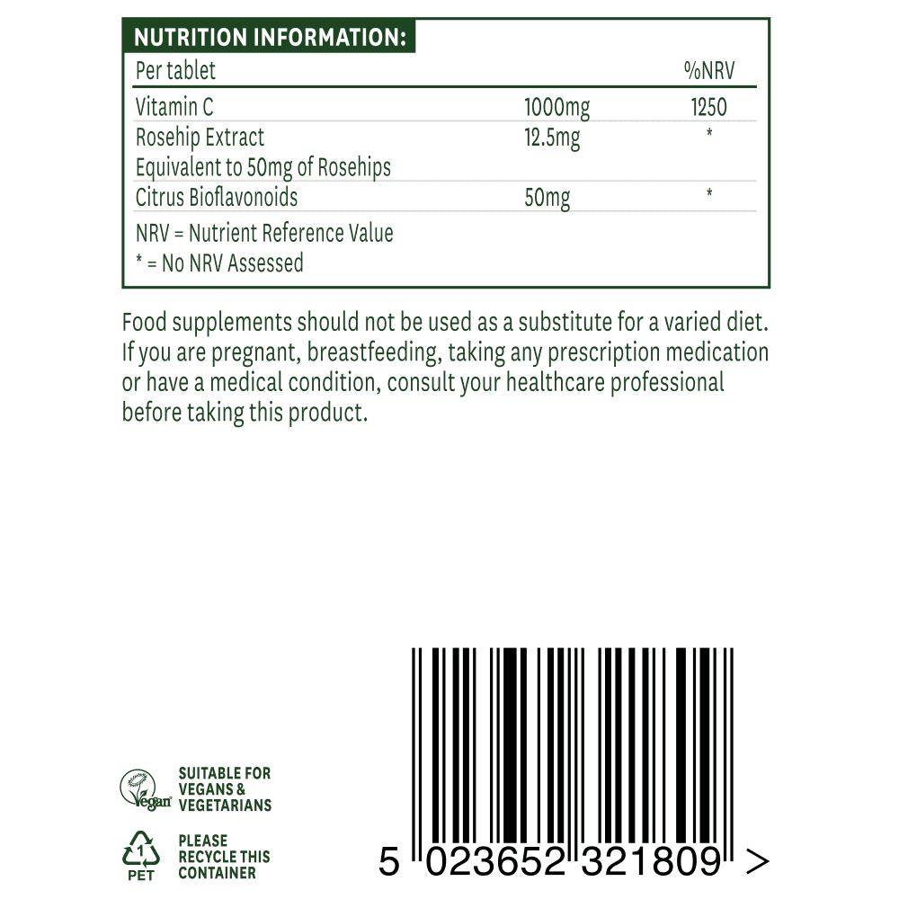 Vitamina C cu aciditate scăzută (Vitamina C Low Acid) 1000mg 90 tablete NaturesAid