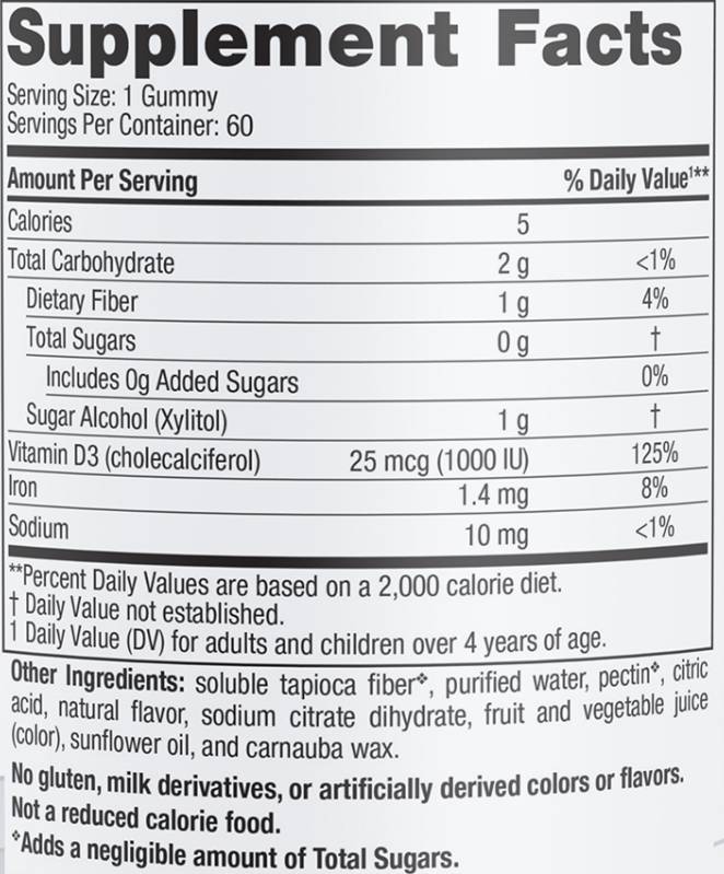 Vitamina D3 Zero Zahăr 1000 UI - 60 de gume